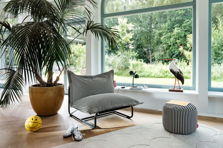 Original Slim Terry Beanbag Chair Black Cream - Image 6